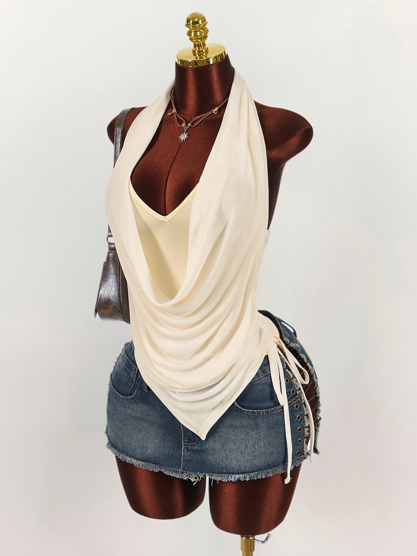 Y2K Pleated Collar Scarf Top