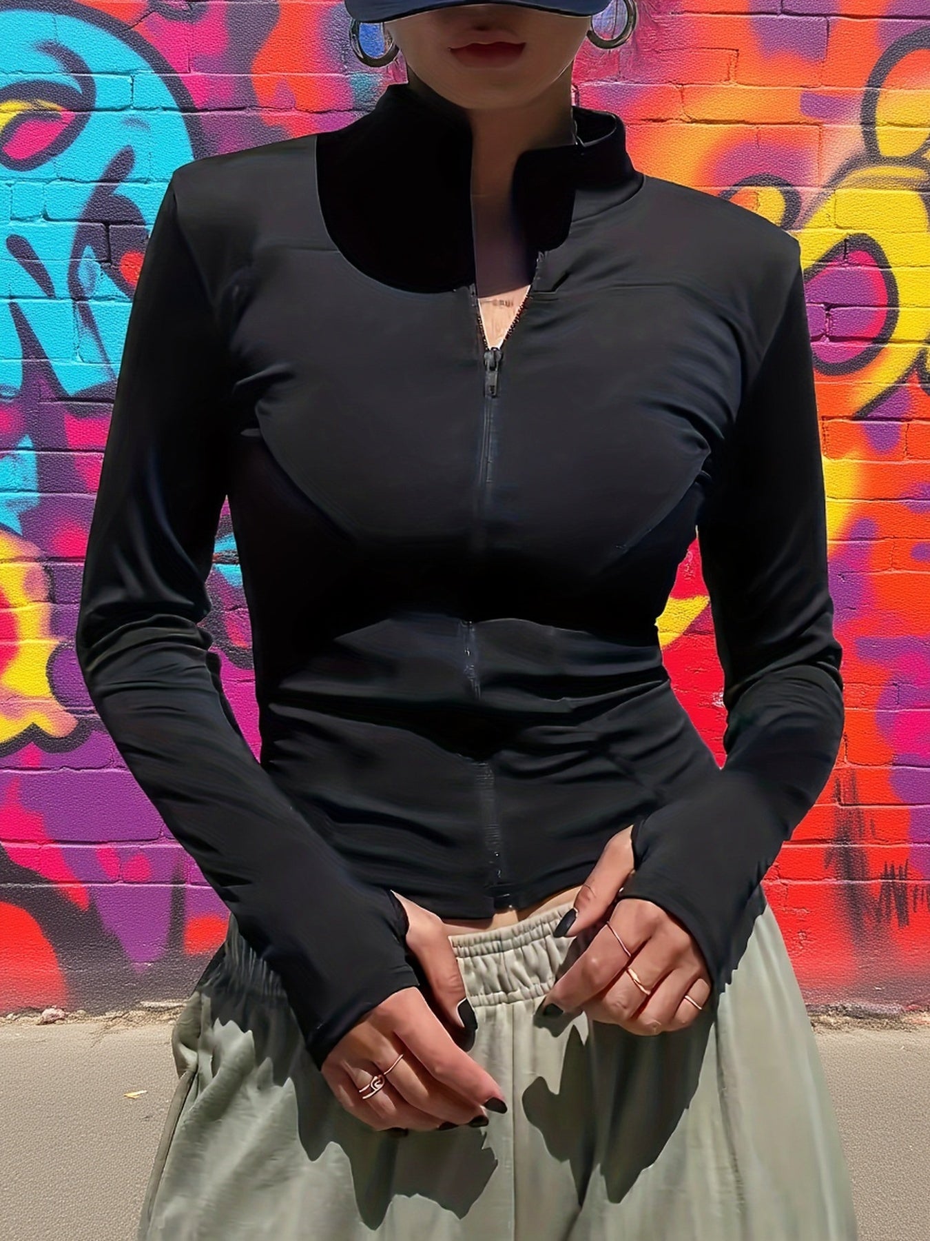 Women's Stand Collar Slim Zip Yoga Fitness Jacket
