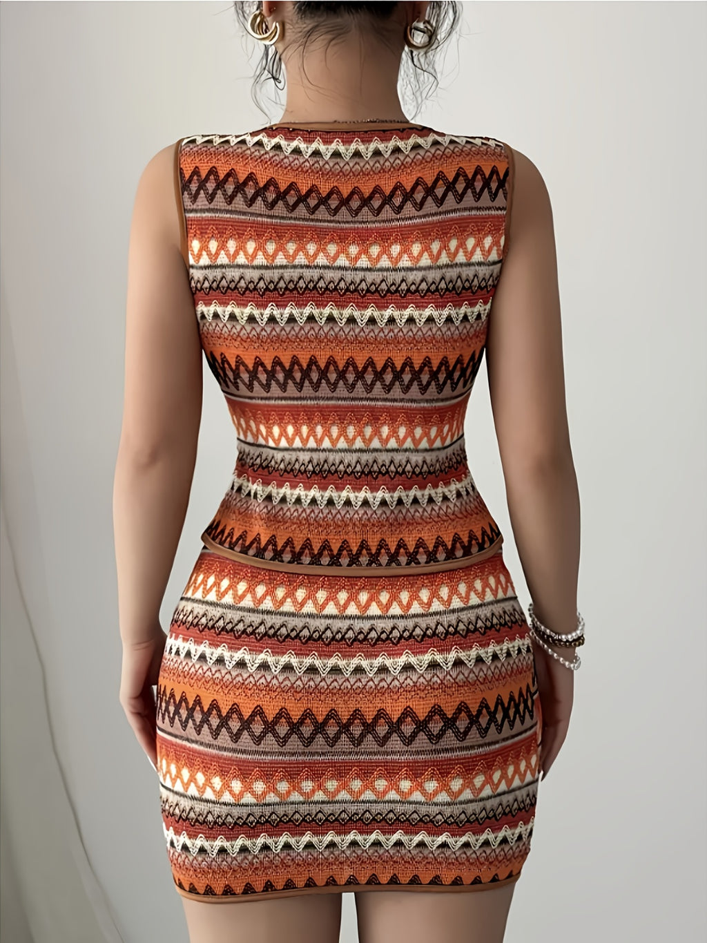 Ff Directional Bohemian Style Resort Casual Striped Two-Piece Set Wilderness