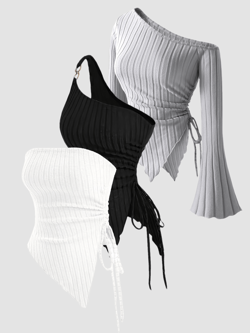 Women's 3-Piece Asymmetrical Top Set