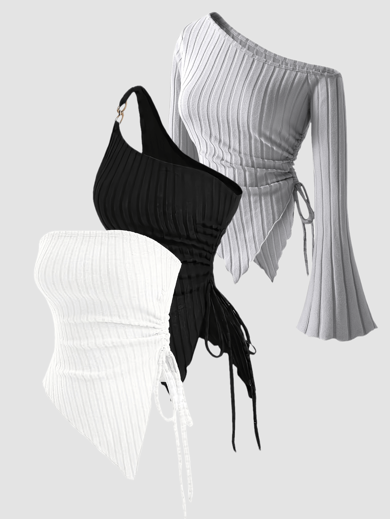 Women's 3-Piece Asymmetrical Top Set