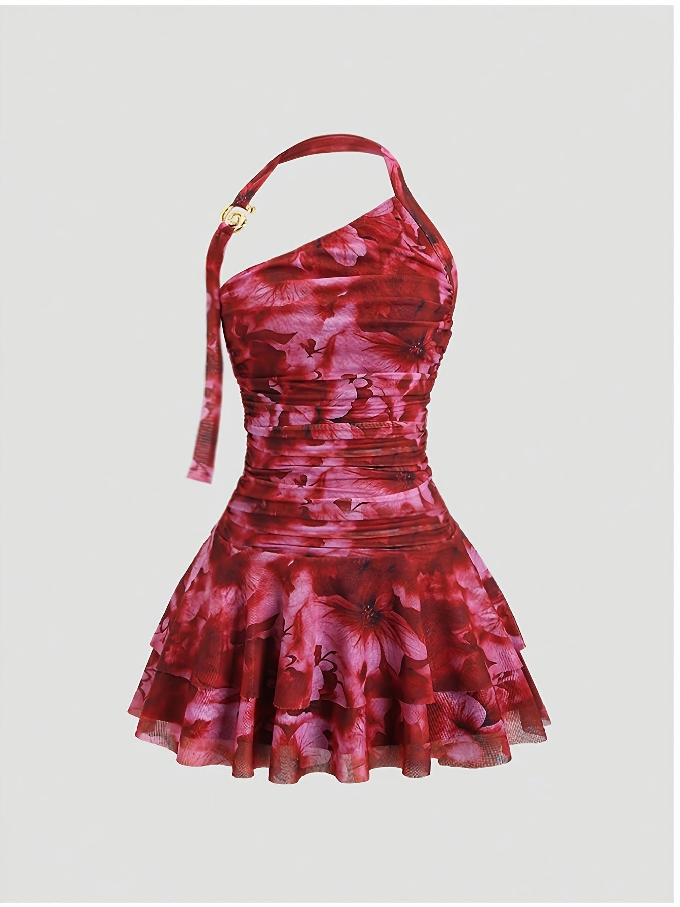Halter Neck Ruched Party Dress
