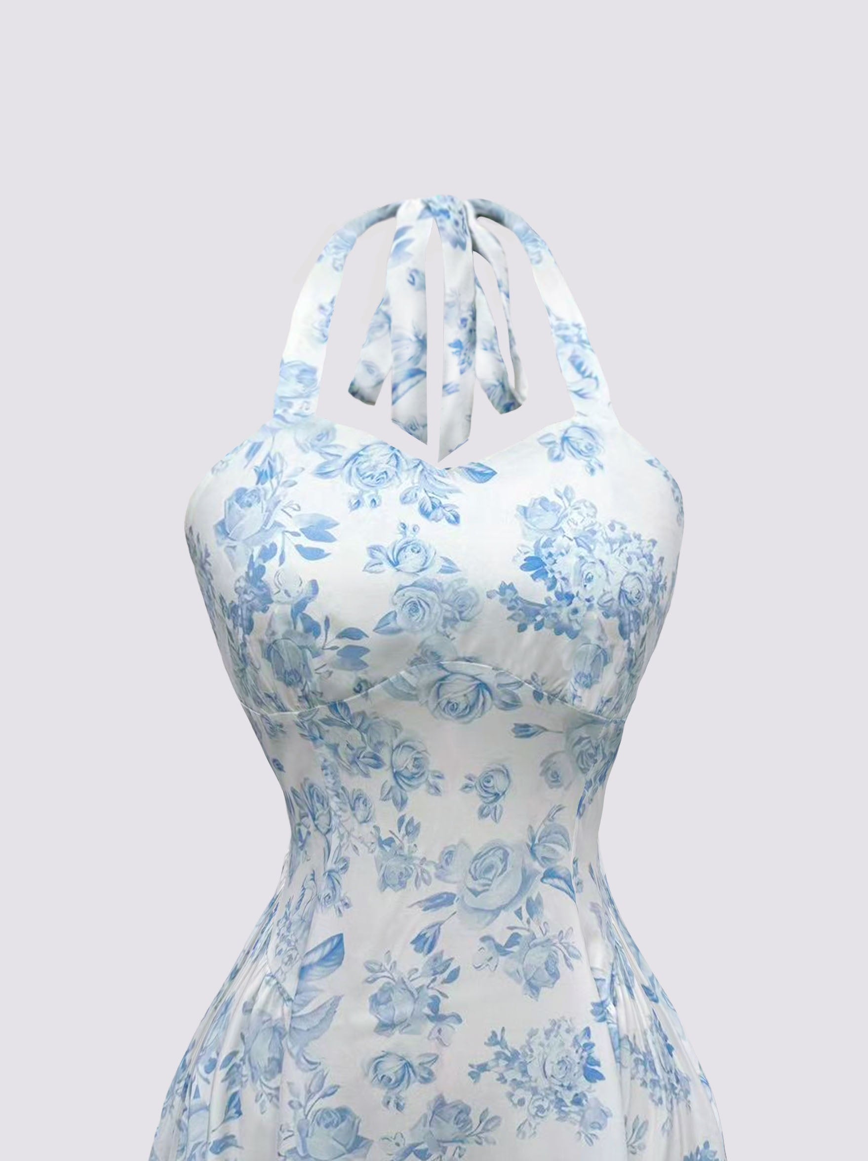 Women'S Floral Print Halter Neck Beach Vacation Cami Dress