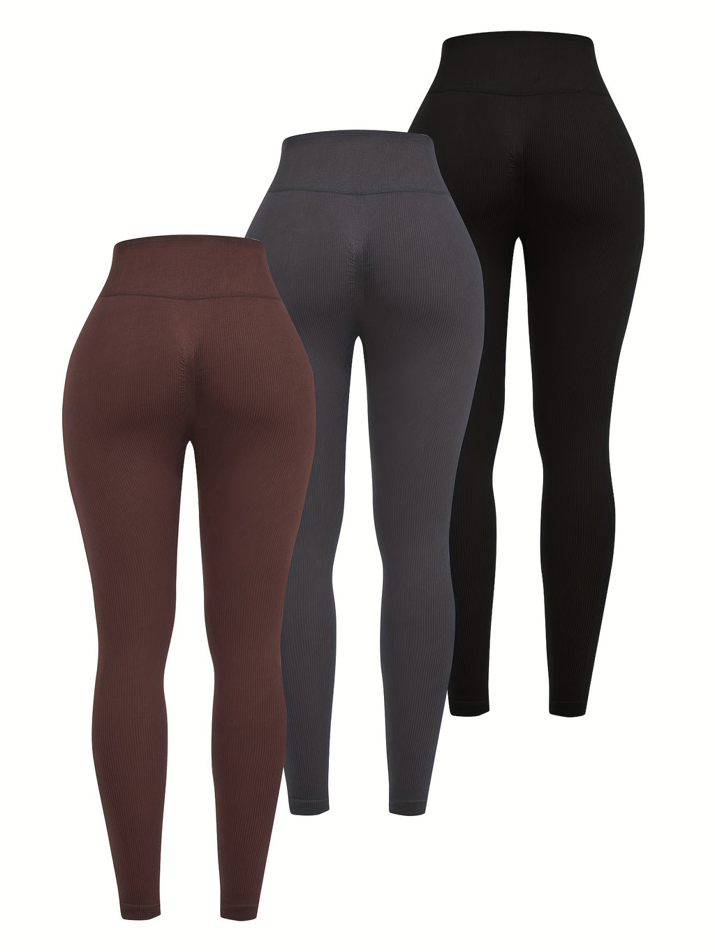 Women'S Striped 3-Pack Sports Yoga Hip-Lifting High-Waisted Pants