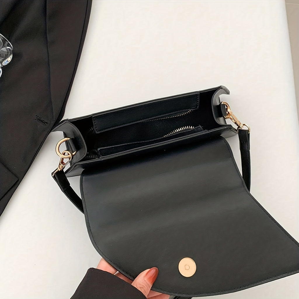 A Stylish And Versatile High-Quality Solid Color Crocodile Pattern Shoulder Bag with a Unique Shape