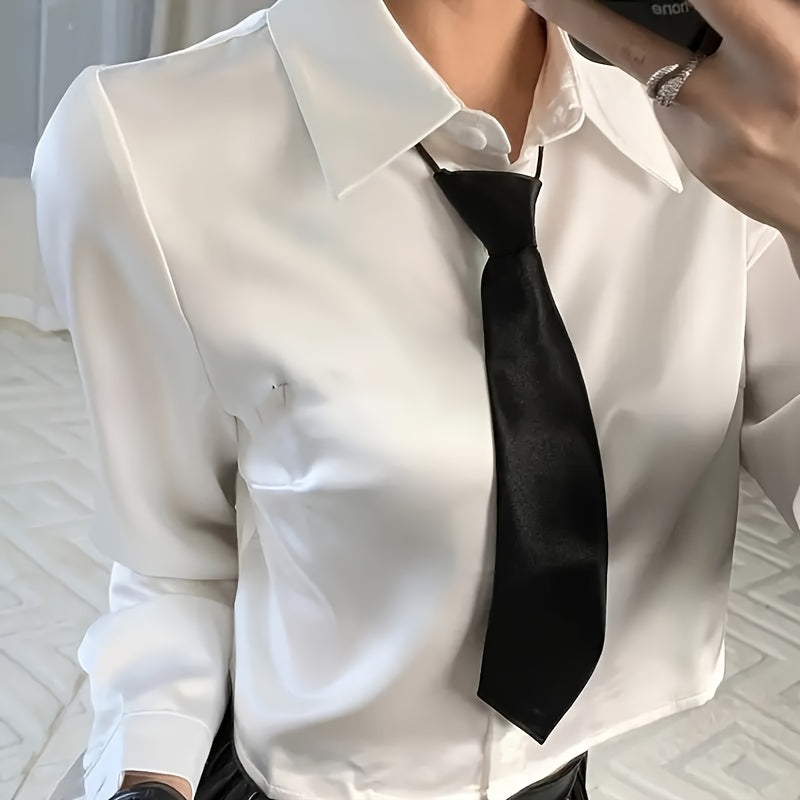 Black satin tie, polyester, for casual and party wear.