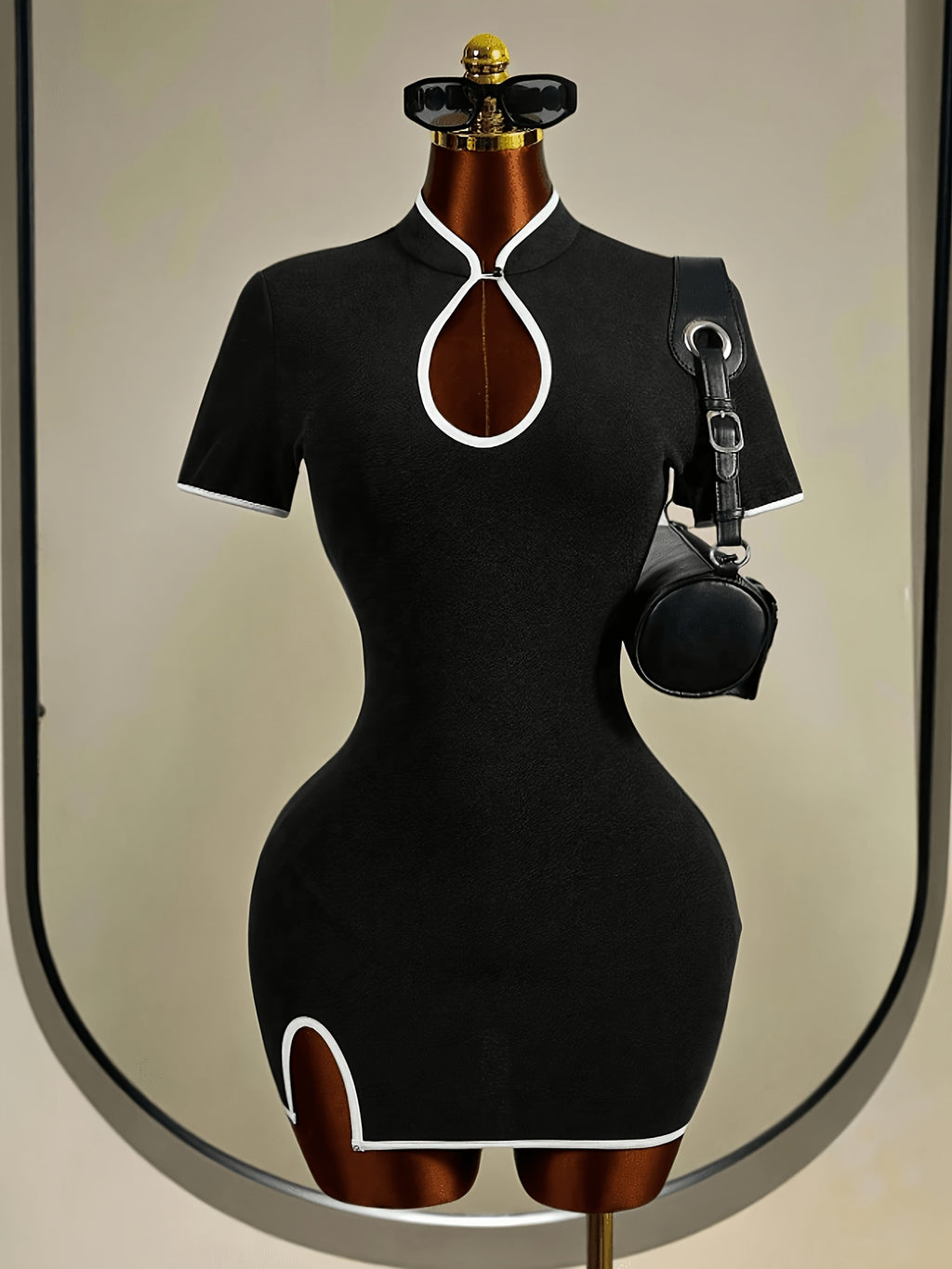 Women's Cheongsam Collar Slim Slit Mini Dress