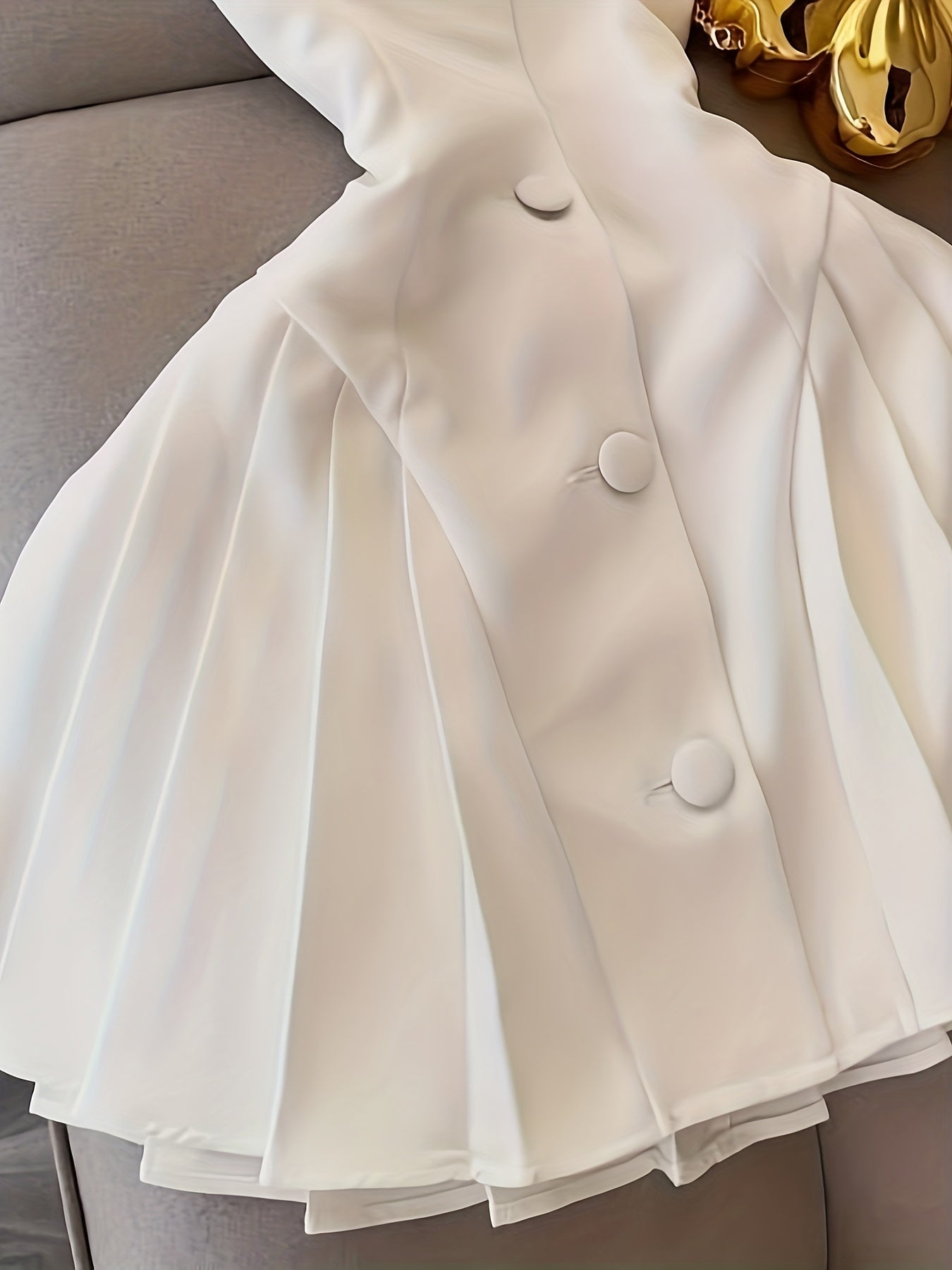 Button Pleat A-Line Dress