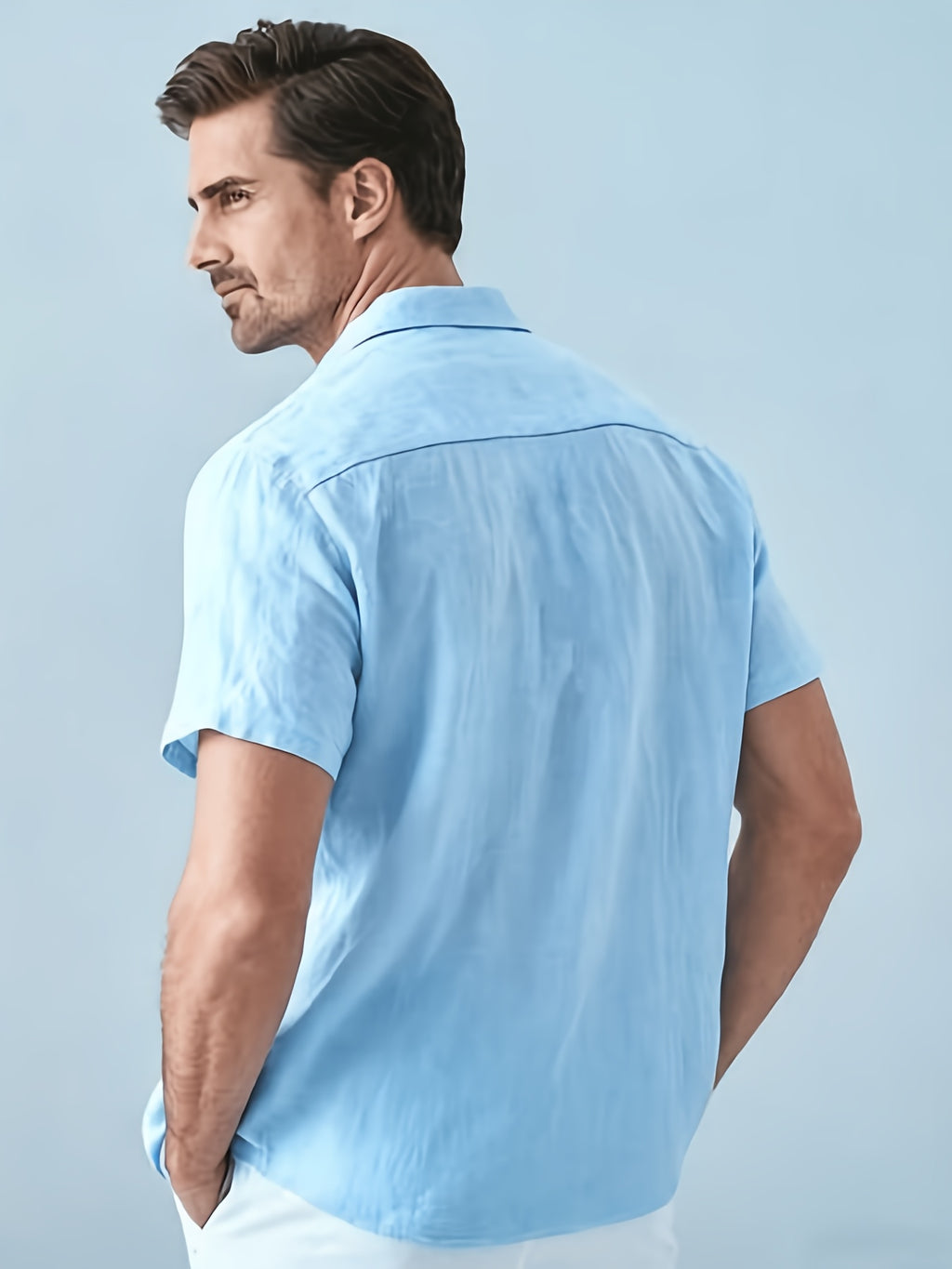 Men's Solid Lapel Lightweight Casual Shirt