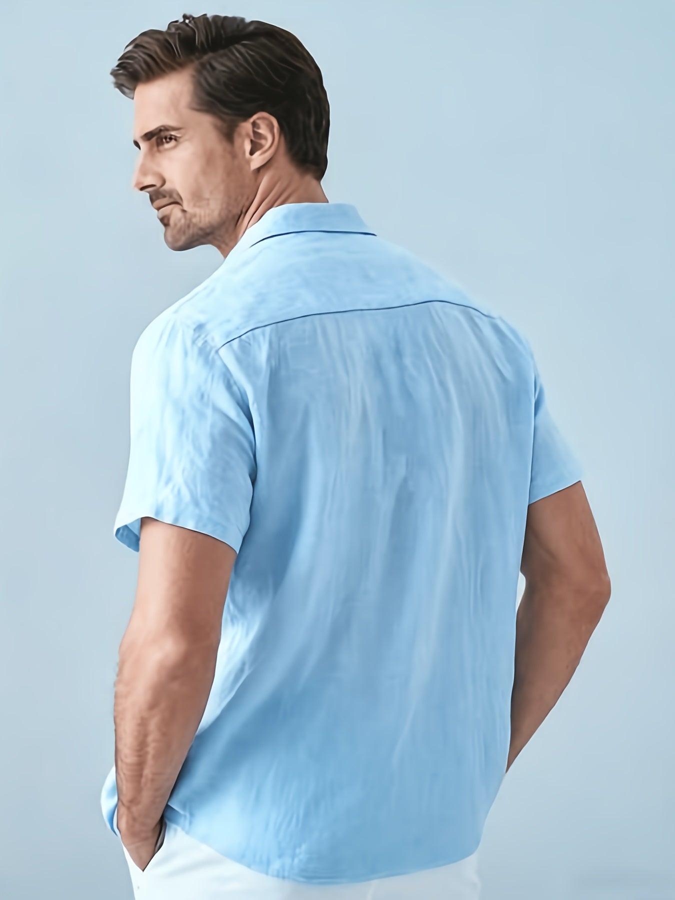 Men's Solid Lapel Lightweight Casual Shirt