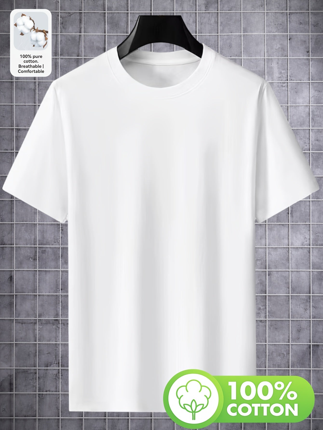 Men's Solid Cotton Crew Neck Casual T-Shirt