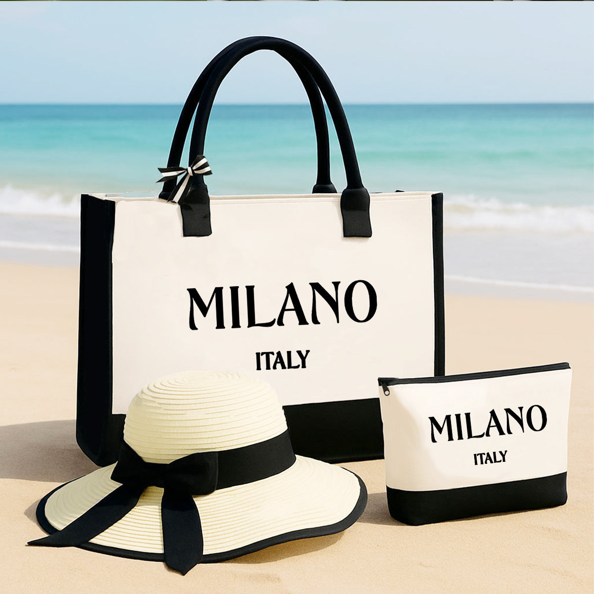 Women's Milano Letter Print Tote Bag Set 2-3pcs
