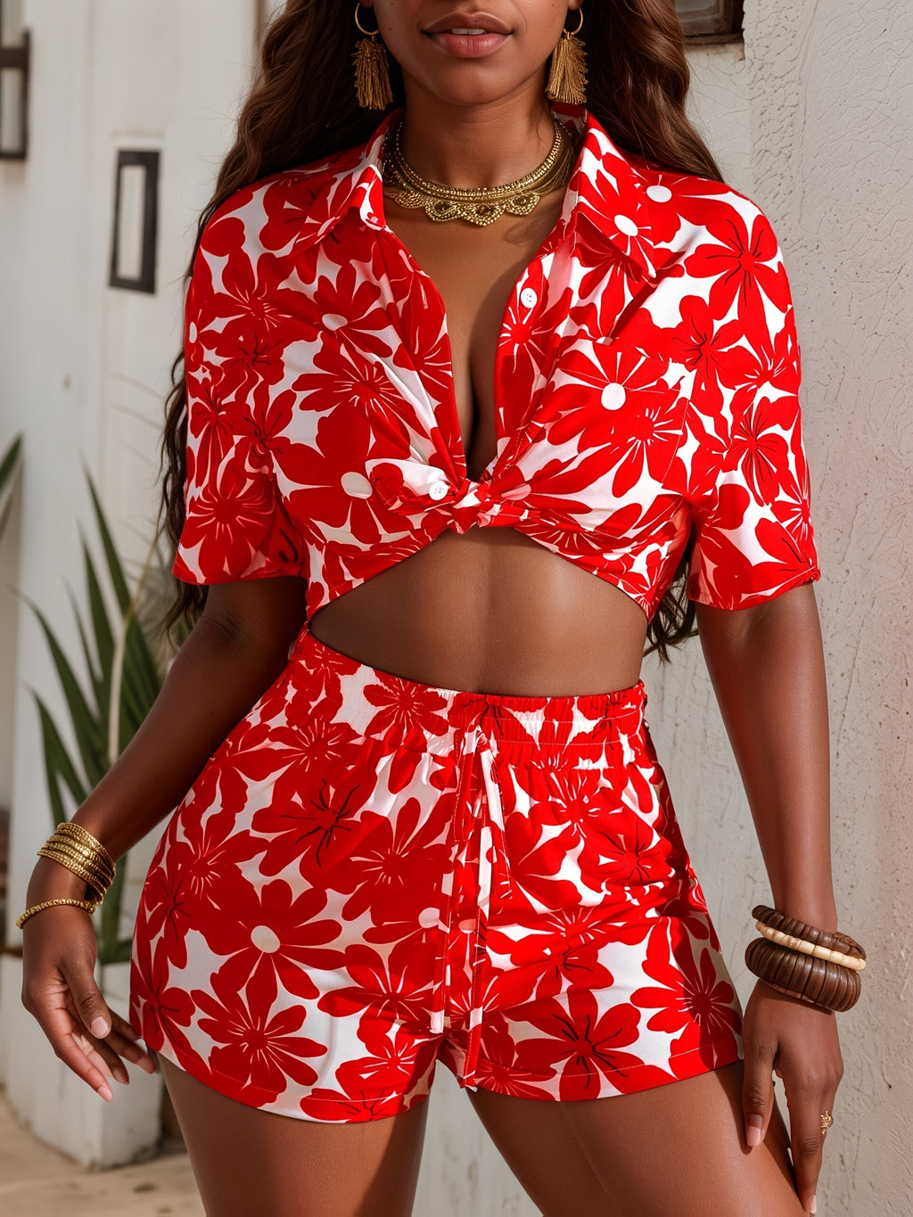 Printed Shirt & Shorts Set