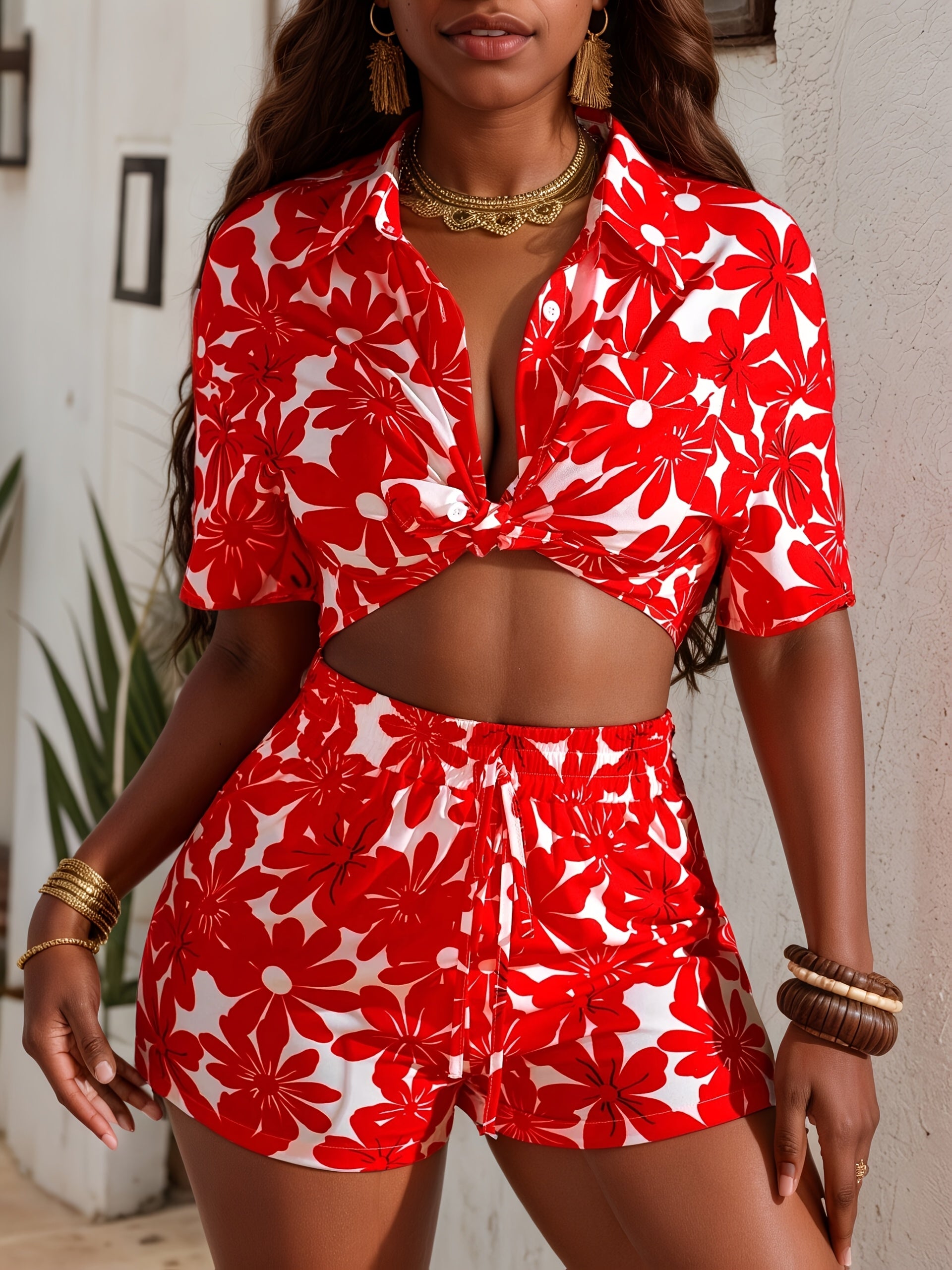 Printed Shirt & Shorts Set