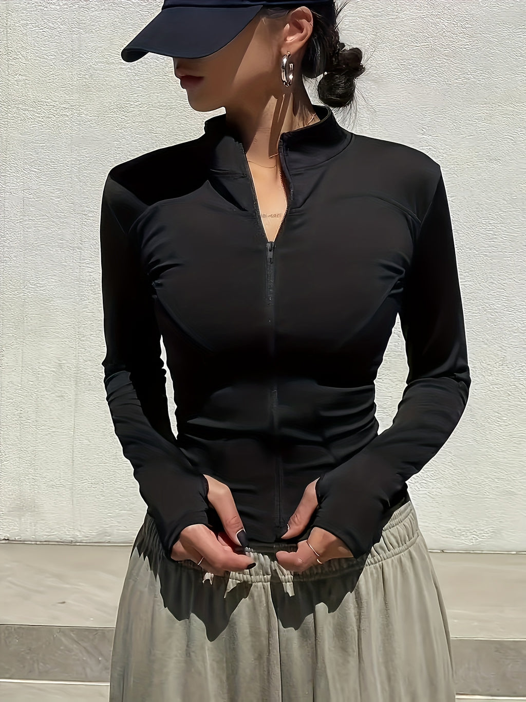 Women's Stand Collar Slim Zip Yoga Fitness Jacket