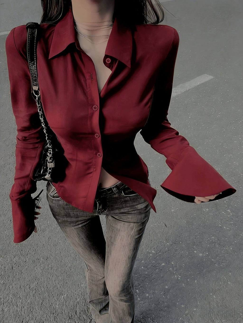 Elegant Solid Color Shirt Blouse