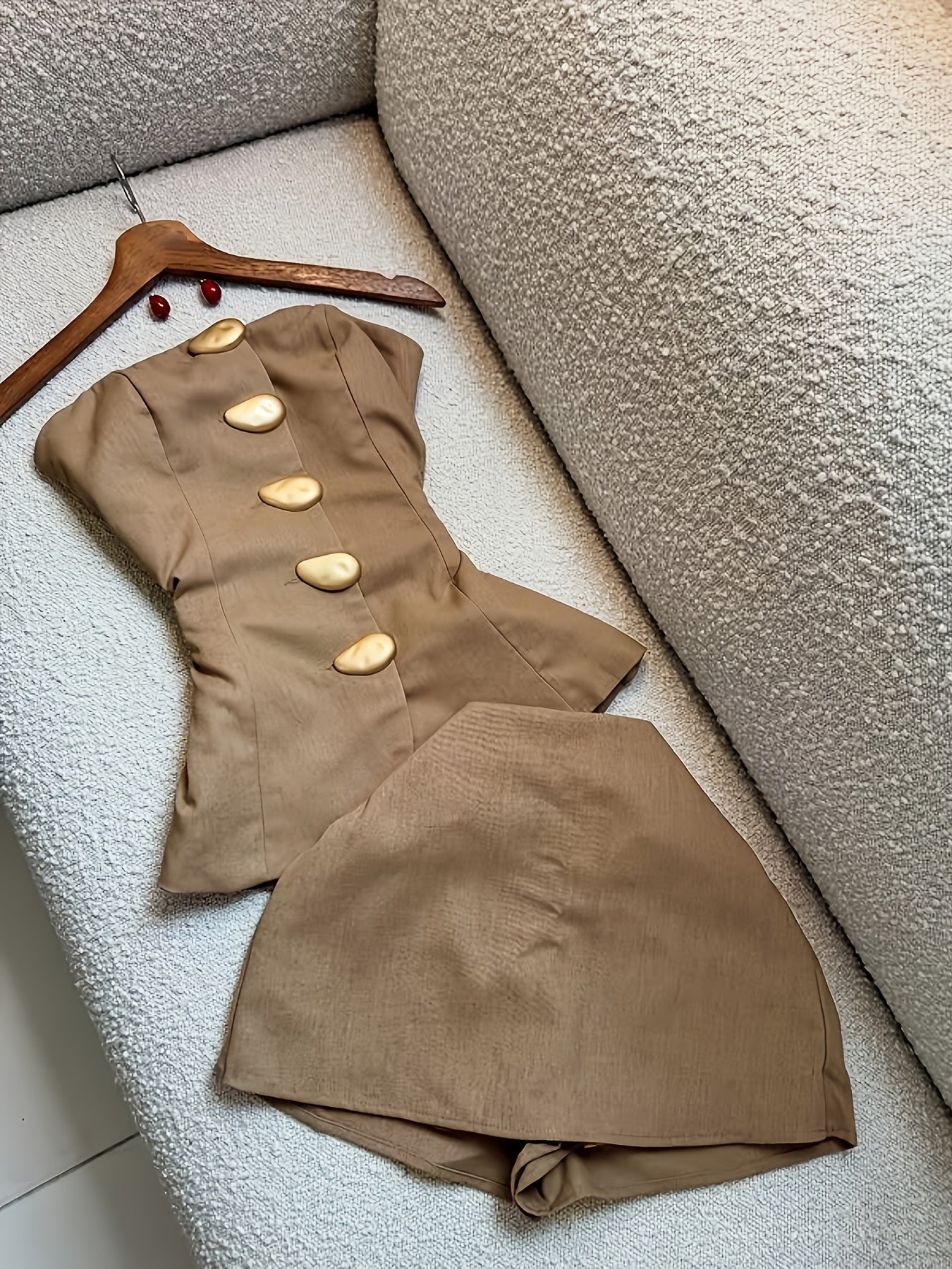Metal Buckle Tube Top & Shorts Set