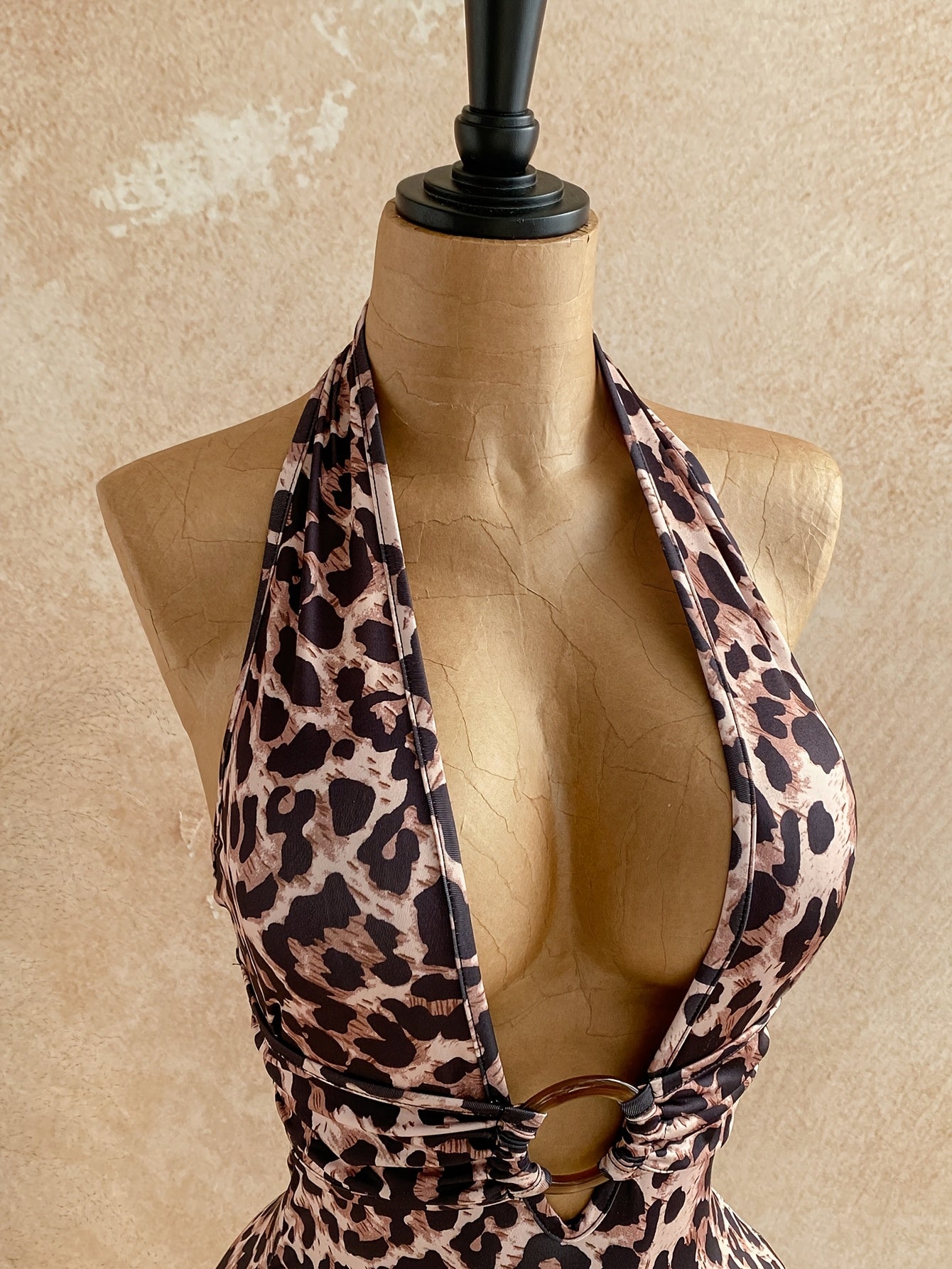 Leopard Print Heart Ring Jumpsuit