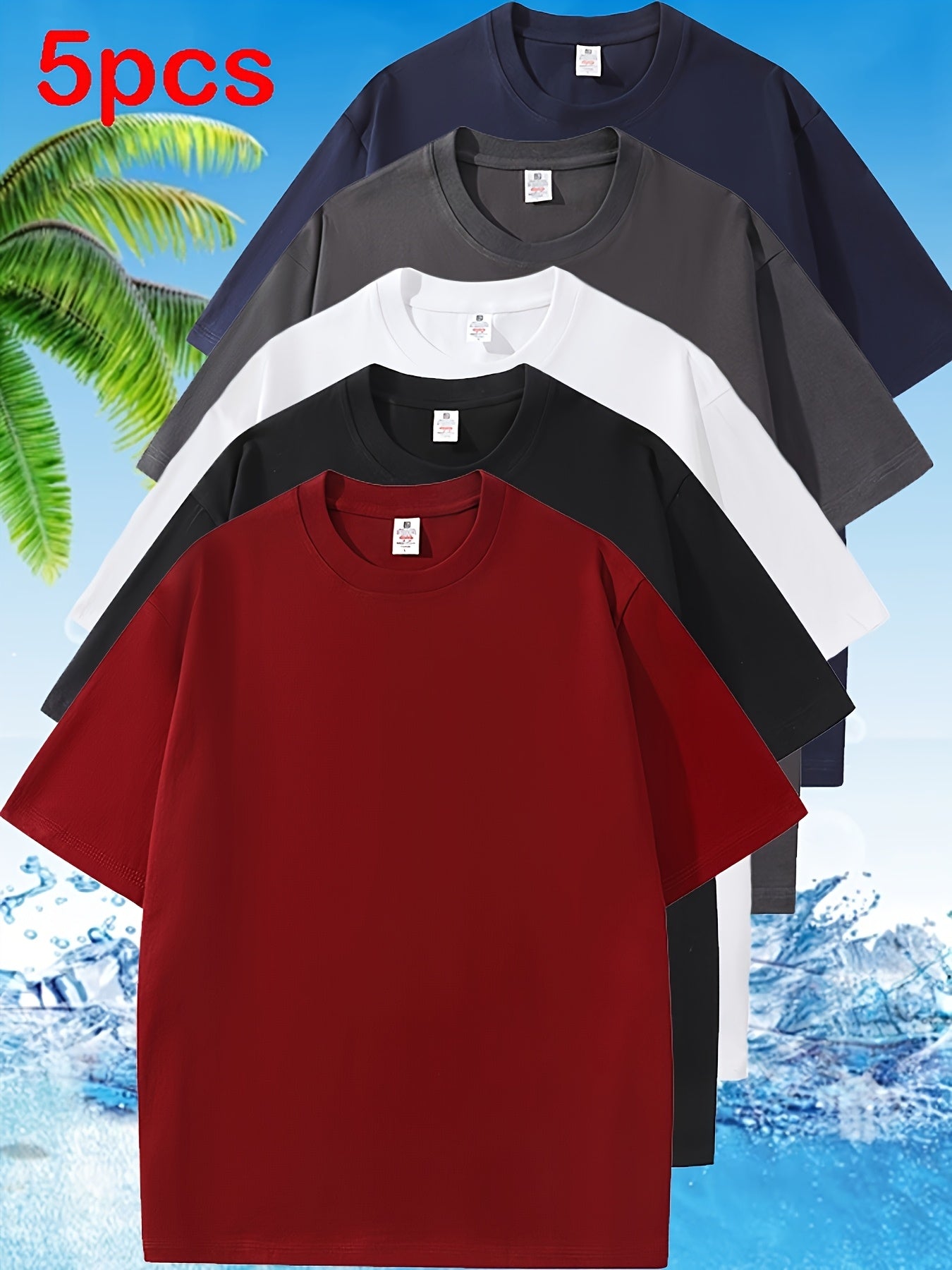 Men's Heavyweight Pure Cotton T-Shirt 5-Pack