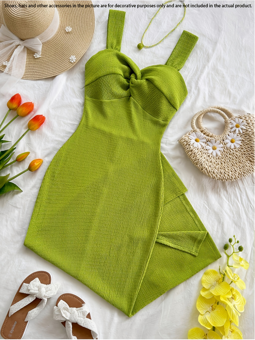 Women's Knotted Bandeau Waist-Cinched Bodycon Dress
