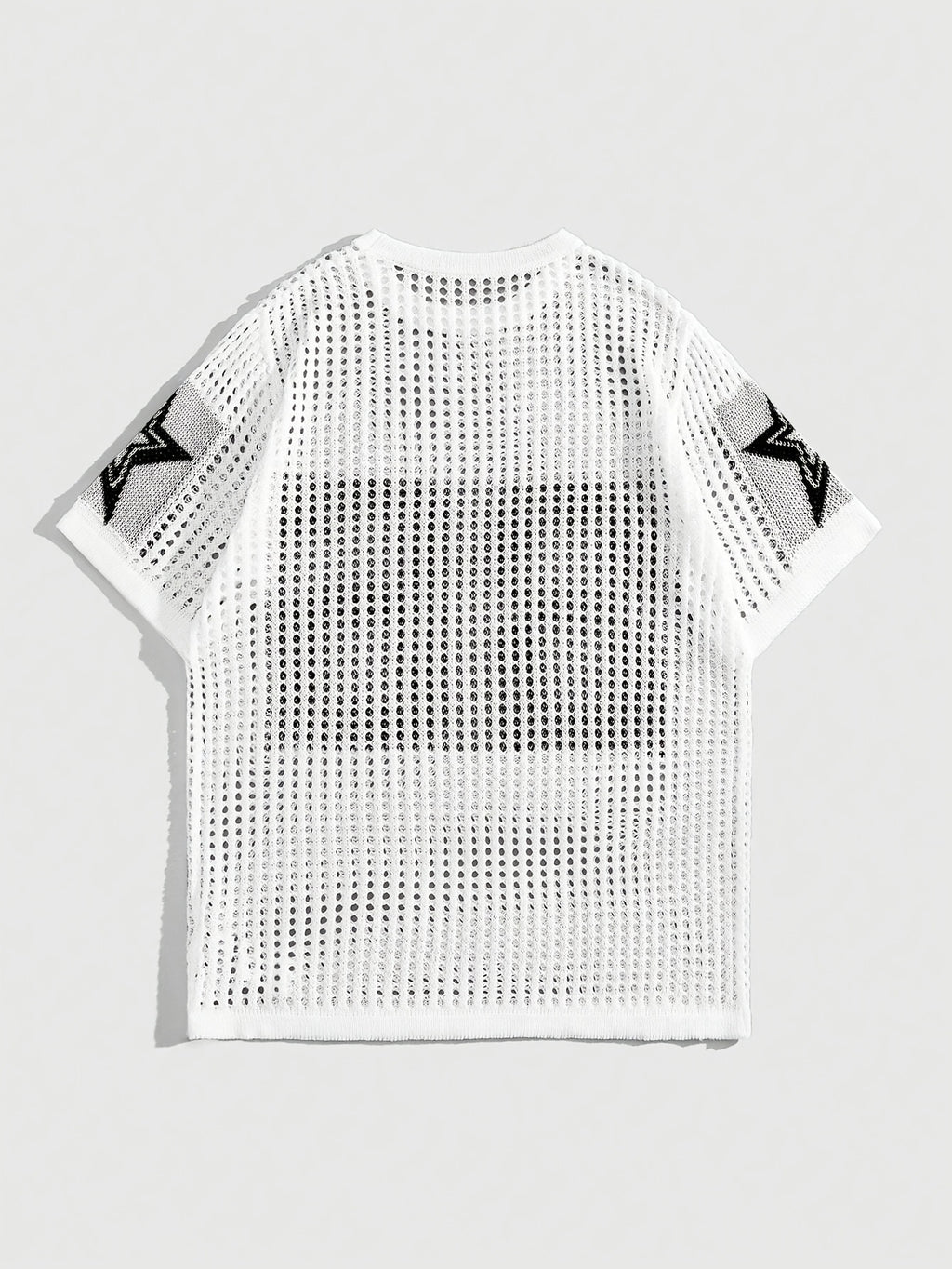 Men's Knitted Pullover Short-Sleeve Digital Cutout Sweater