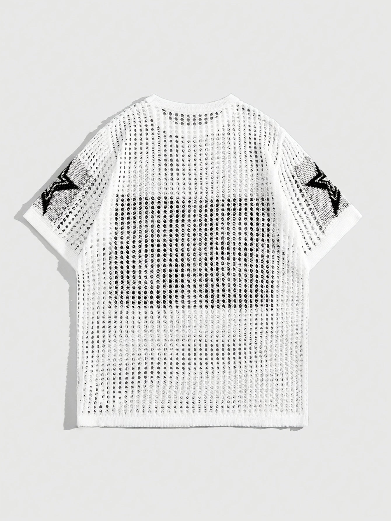 Men's Knitted Pullover Short-Sleeve Digital Cutout Sweater