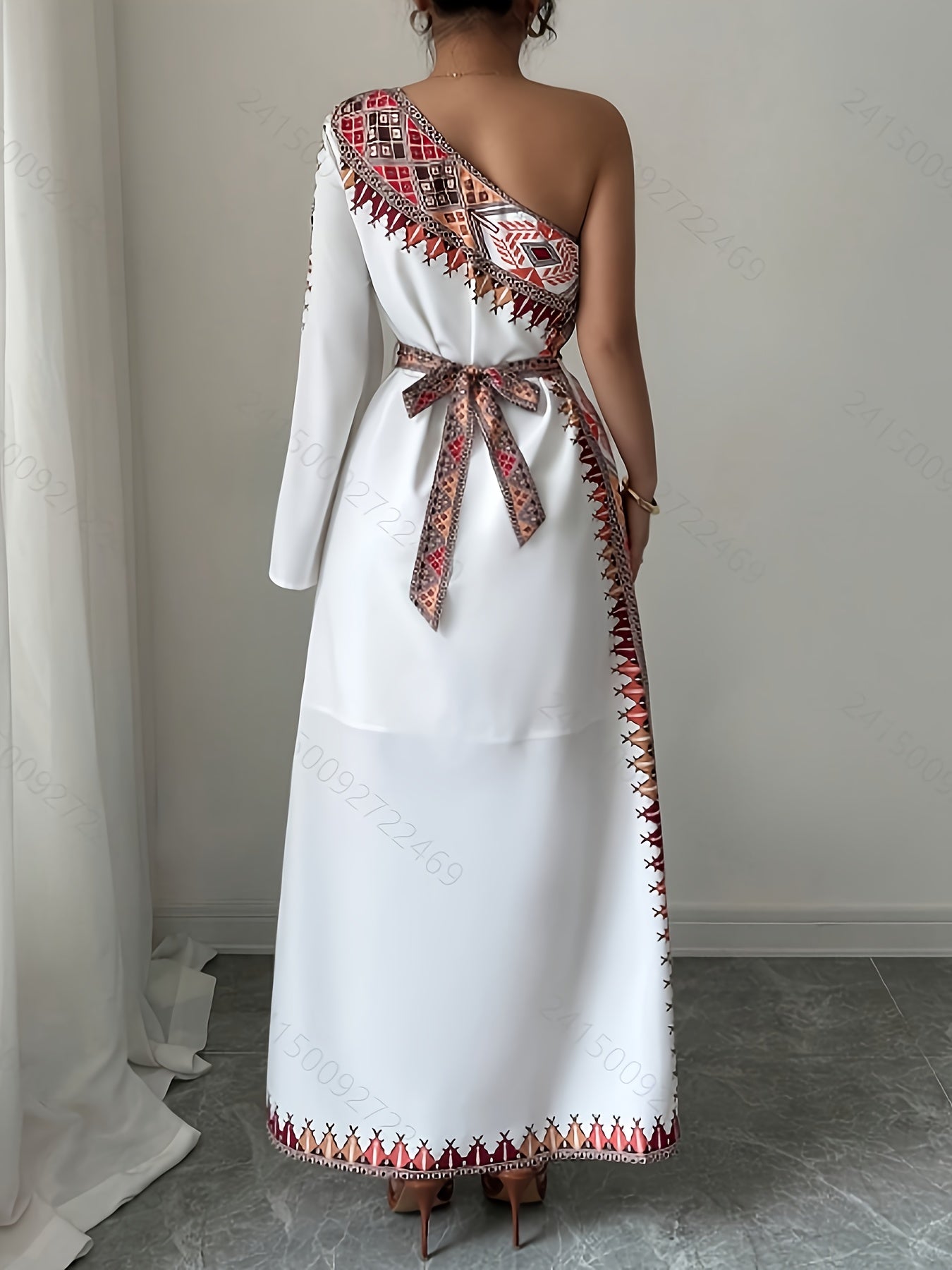 Geometric Print Thin Strap Dress