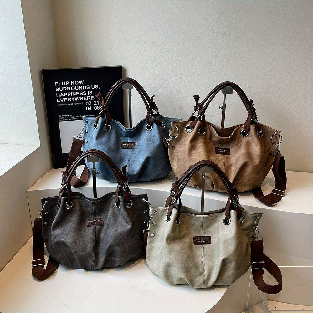 Women's Minimalist Retro Large Capacity Bucket Tote Bag