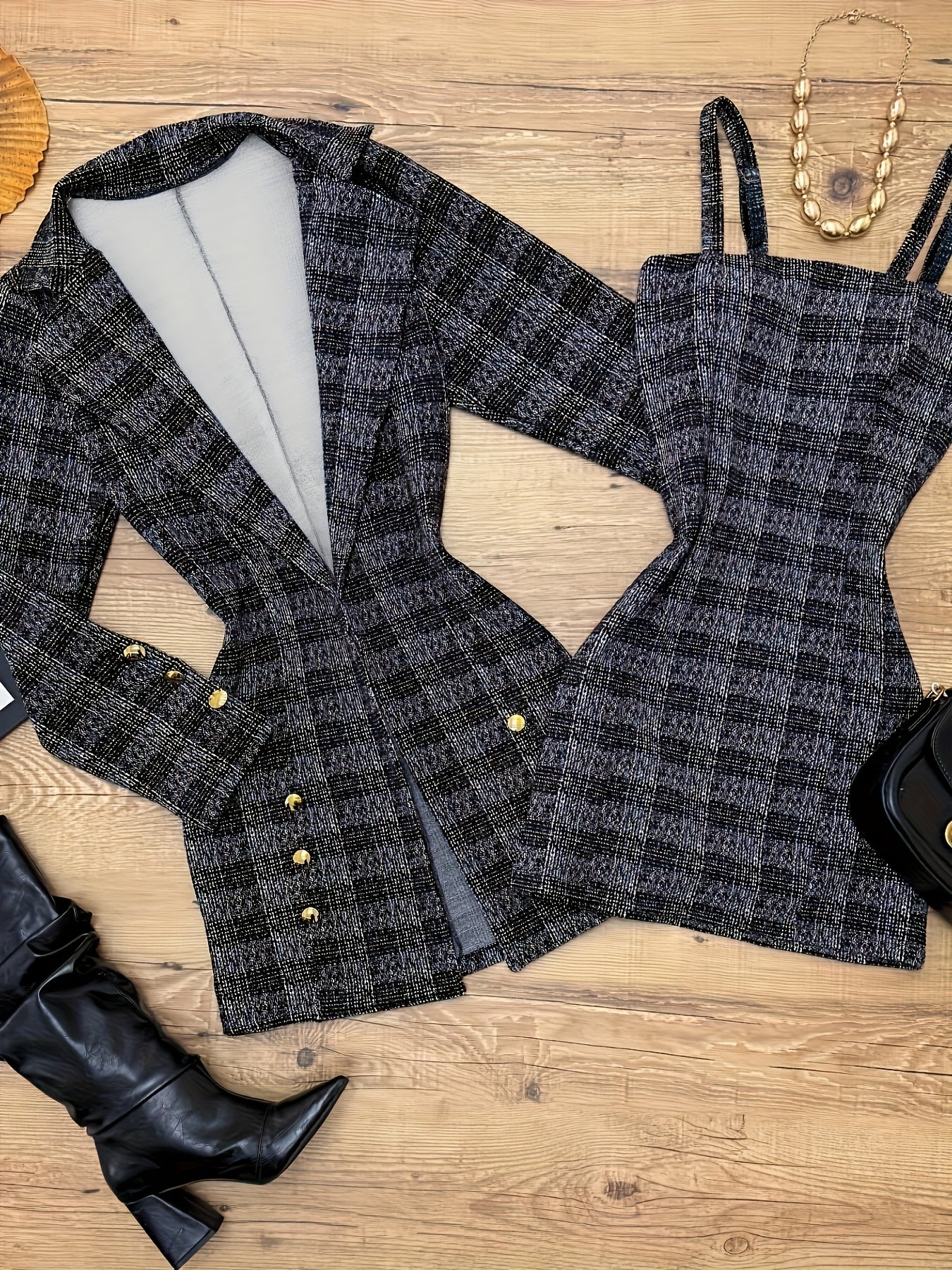 Blazer, Vest, Cami Dress, And Dress Set