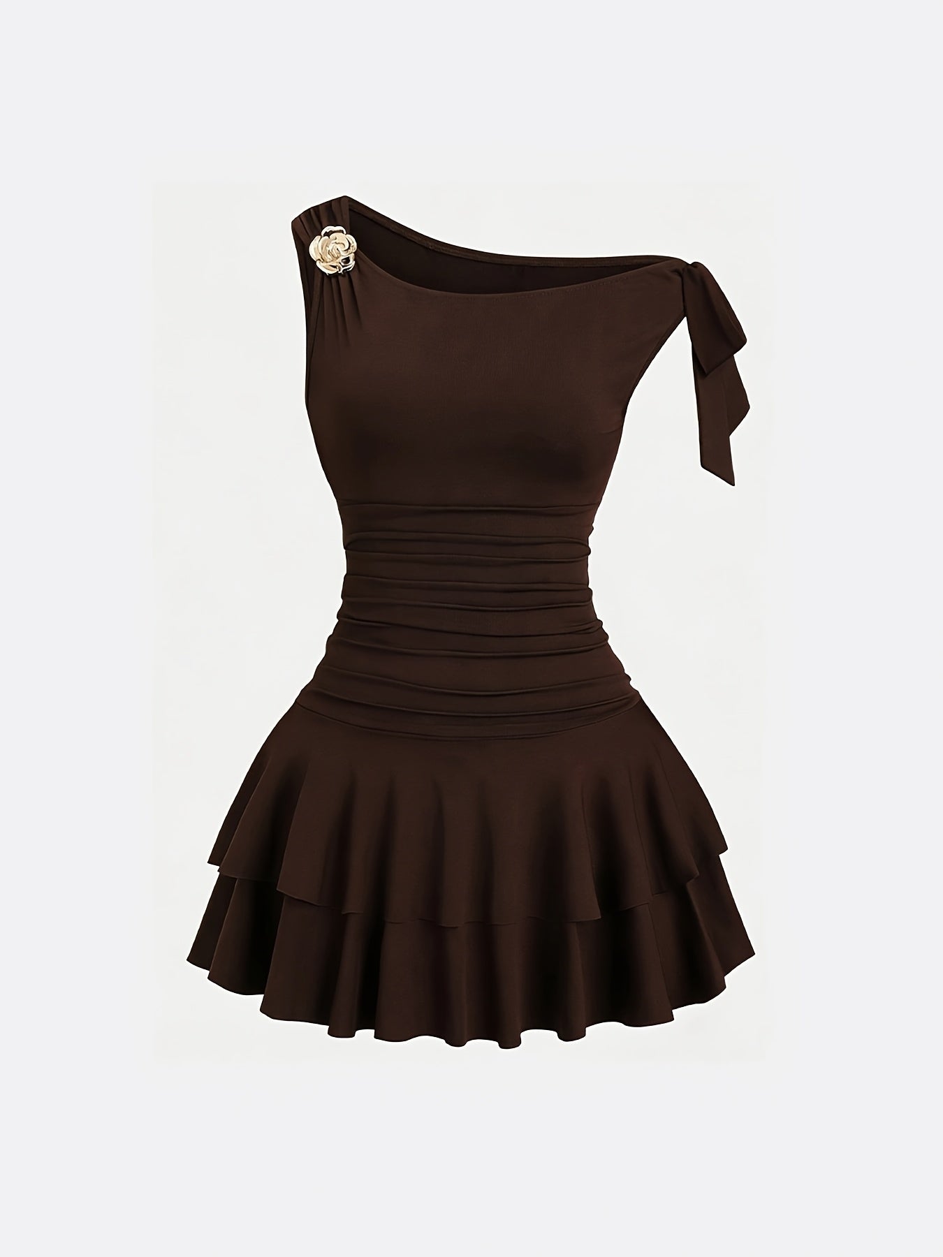 Pleated Shoulder Fashion Dress