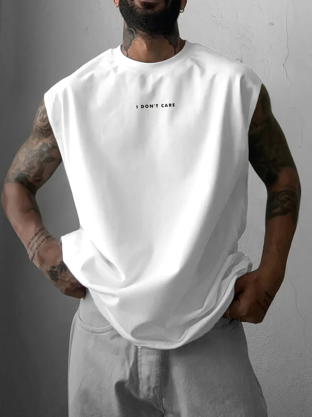 Men's Slogan Sleeveless Gym Vest