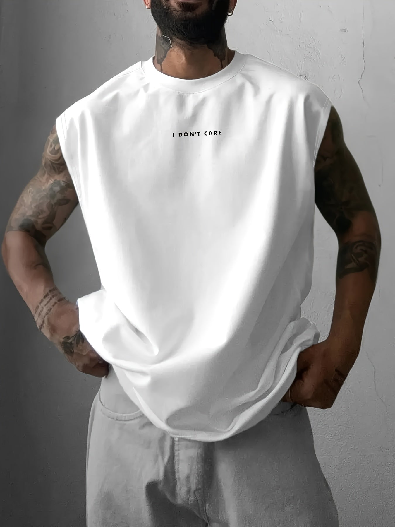 Men's Slogan Sleeveless Gym Vest