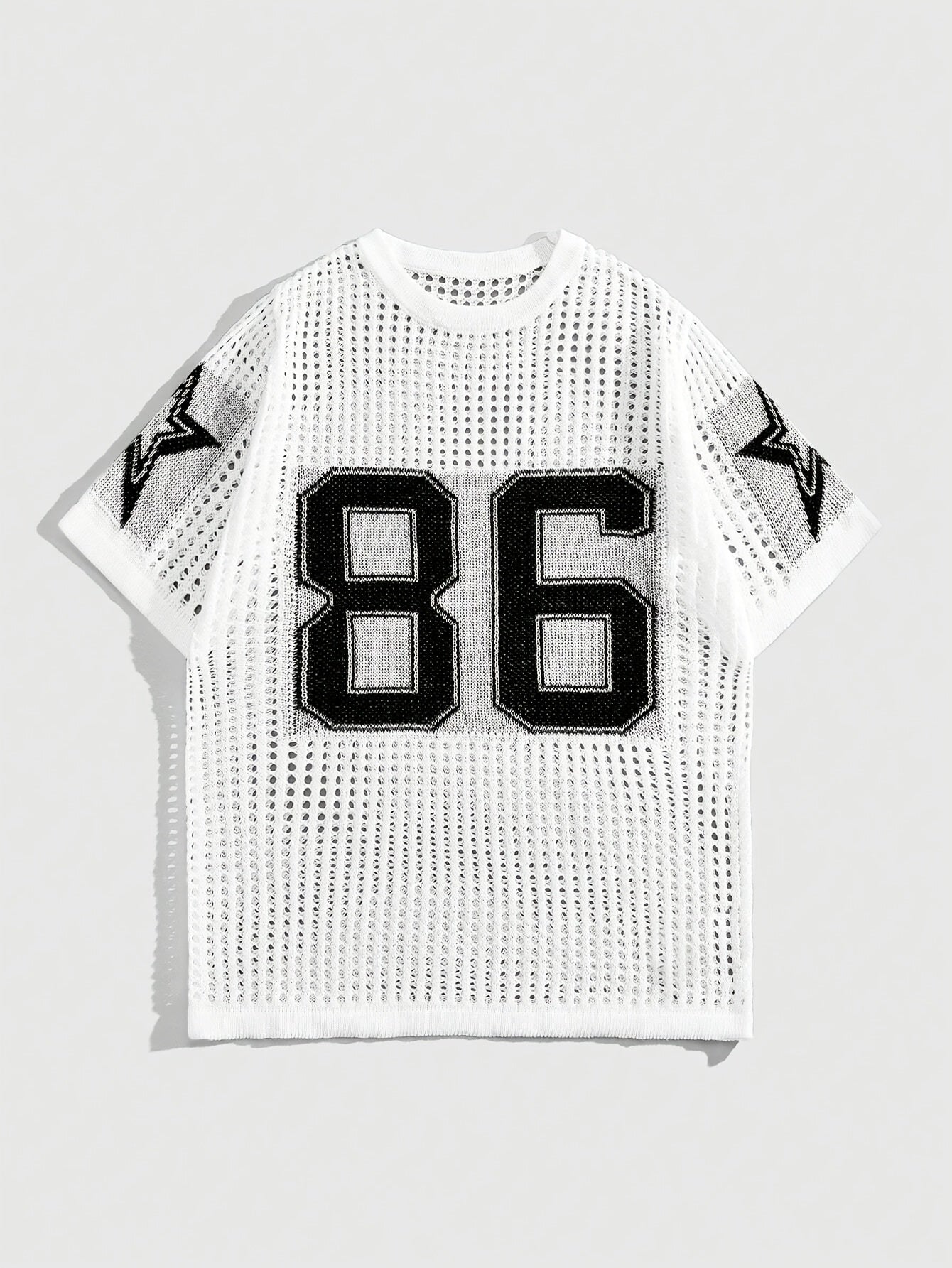 Men's Knitted Pullover Short-Sleeve Digital Cutout Sweater