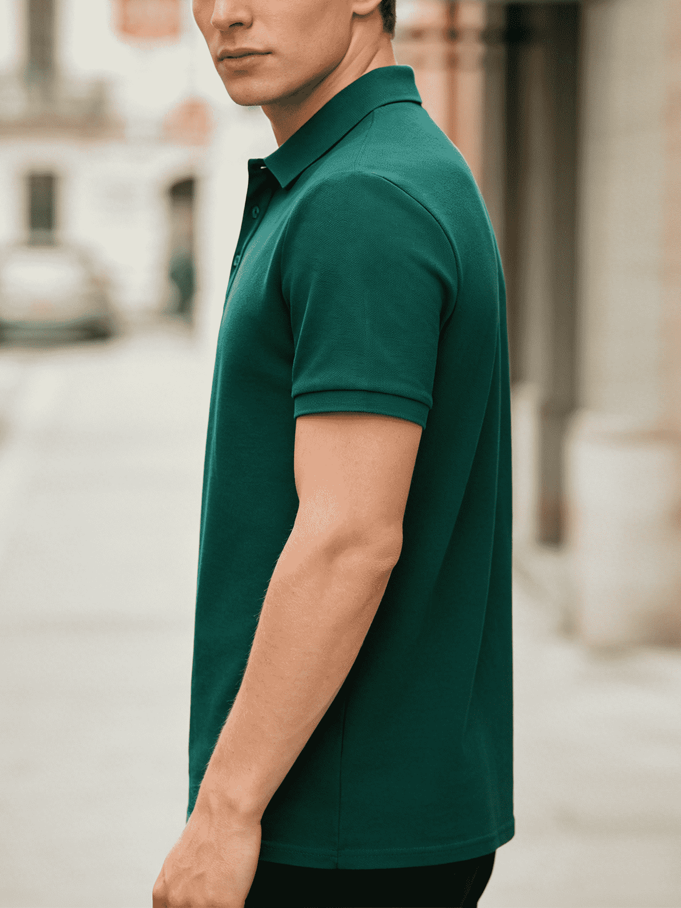 Men's Contrast Collar Single-Button Polo Shirt