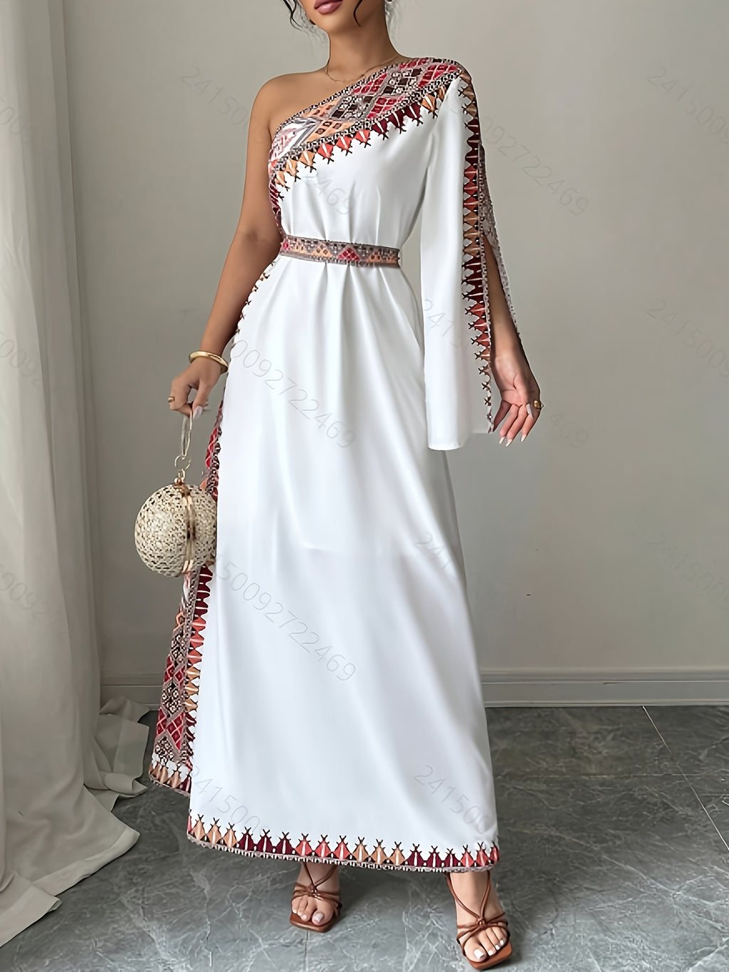 Geometric Print Thin Strap Dress