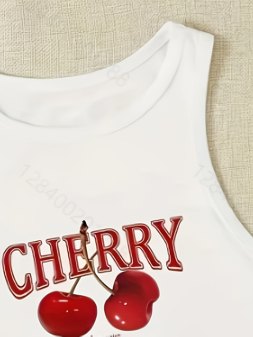 Women's Cherry Print Sleeveless Crop Tank Top