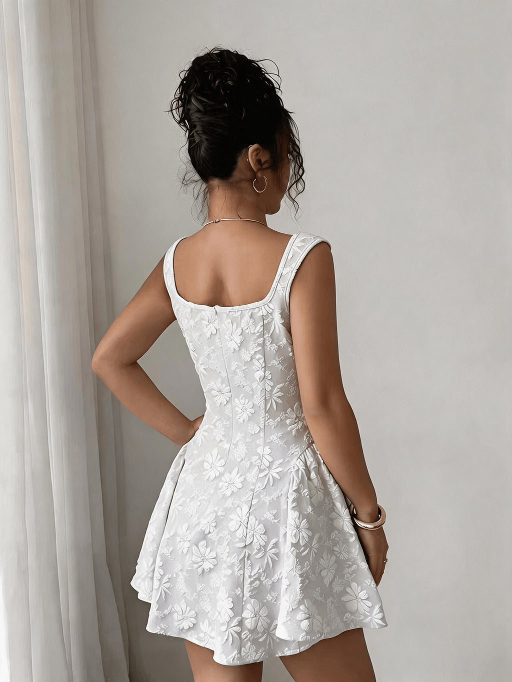 Ladies Embroidered Round Neck Fitted Dress