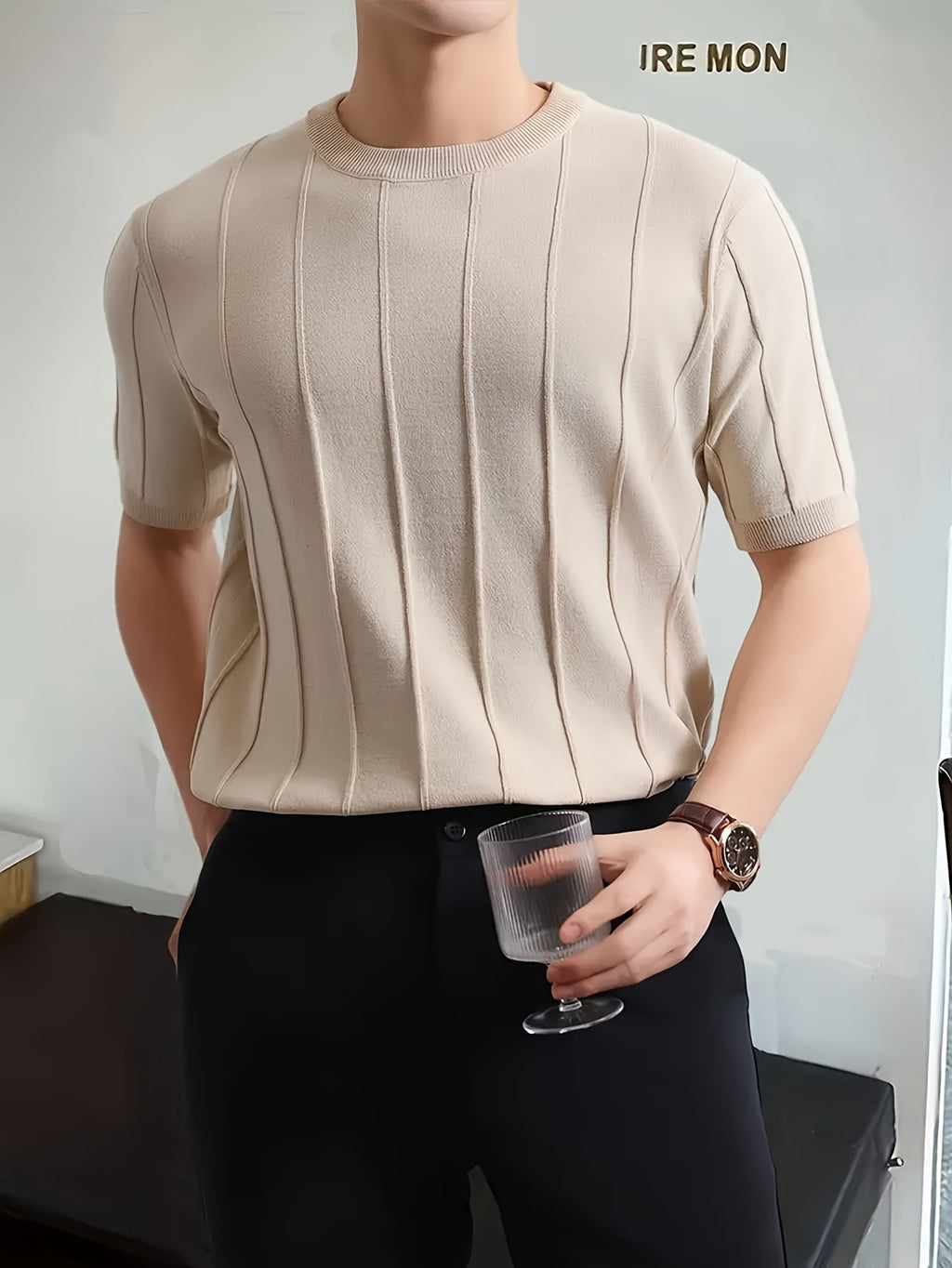 Men'S Summer Sports Polo Collar Short Sleeve Fashion Knit Top | Medium Stretch, Solid Color, Button Details, Regular Fit for Daily & Casual Wear