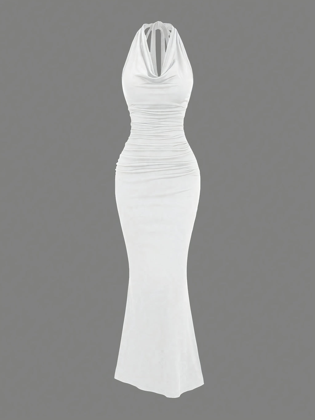 Women's Solid Color Pleated Neckline Bodycon Mermaid Skirt, Party