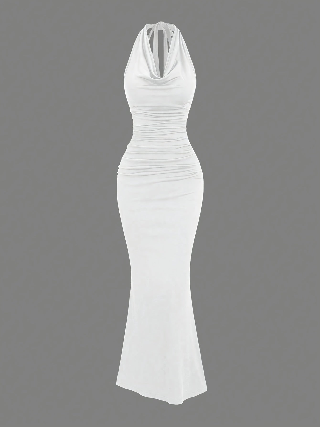 Women's Solid Color Pleated Neckline Bodycon Mermaid Skirt, Party
