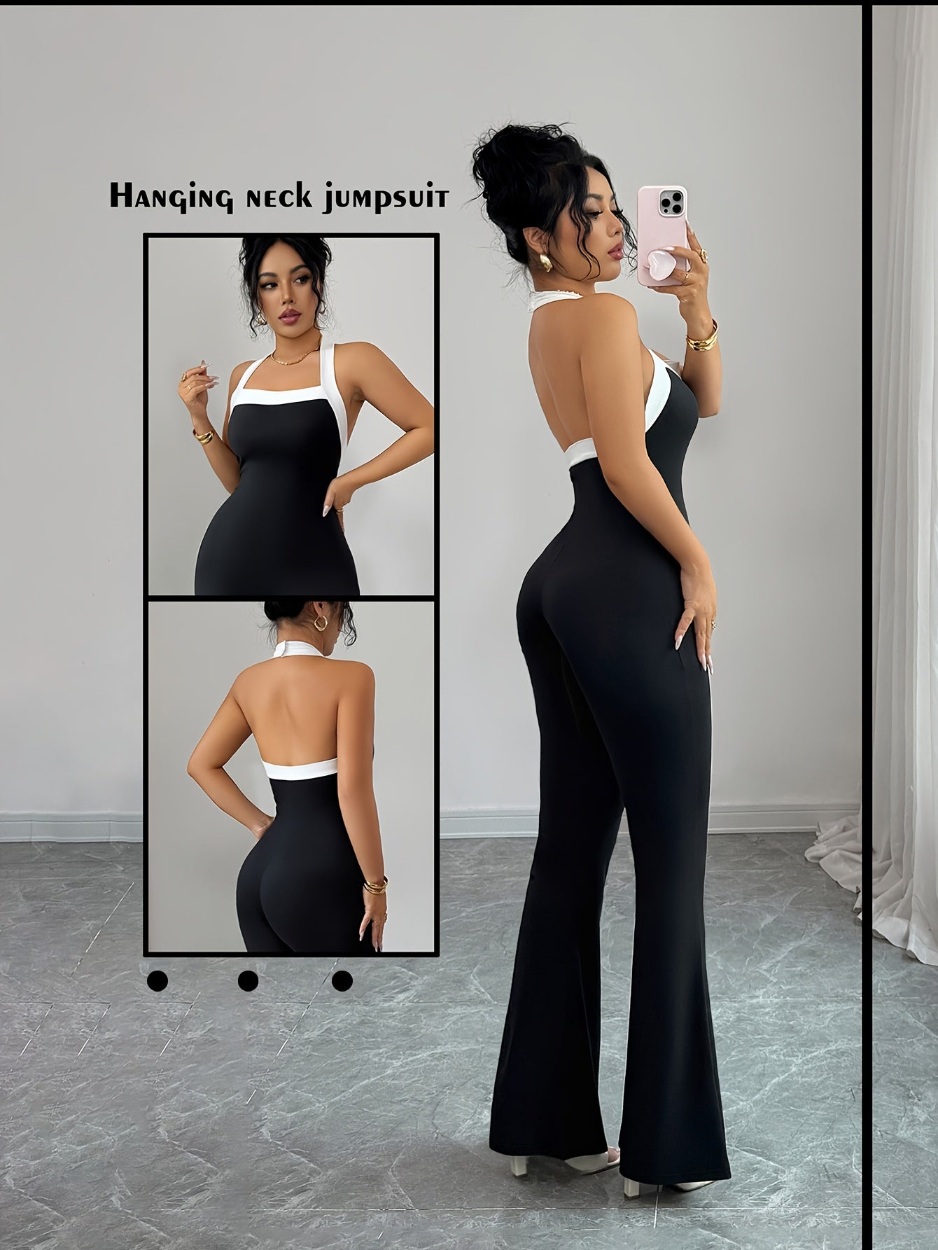 Petite Women'S Solid Patchwork Easy Fitted Jumpsuit, Casual Daily Wear