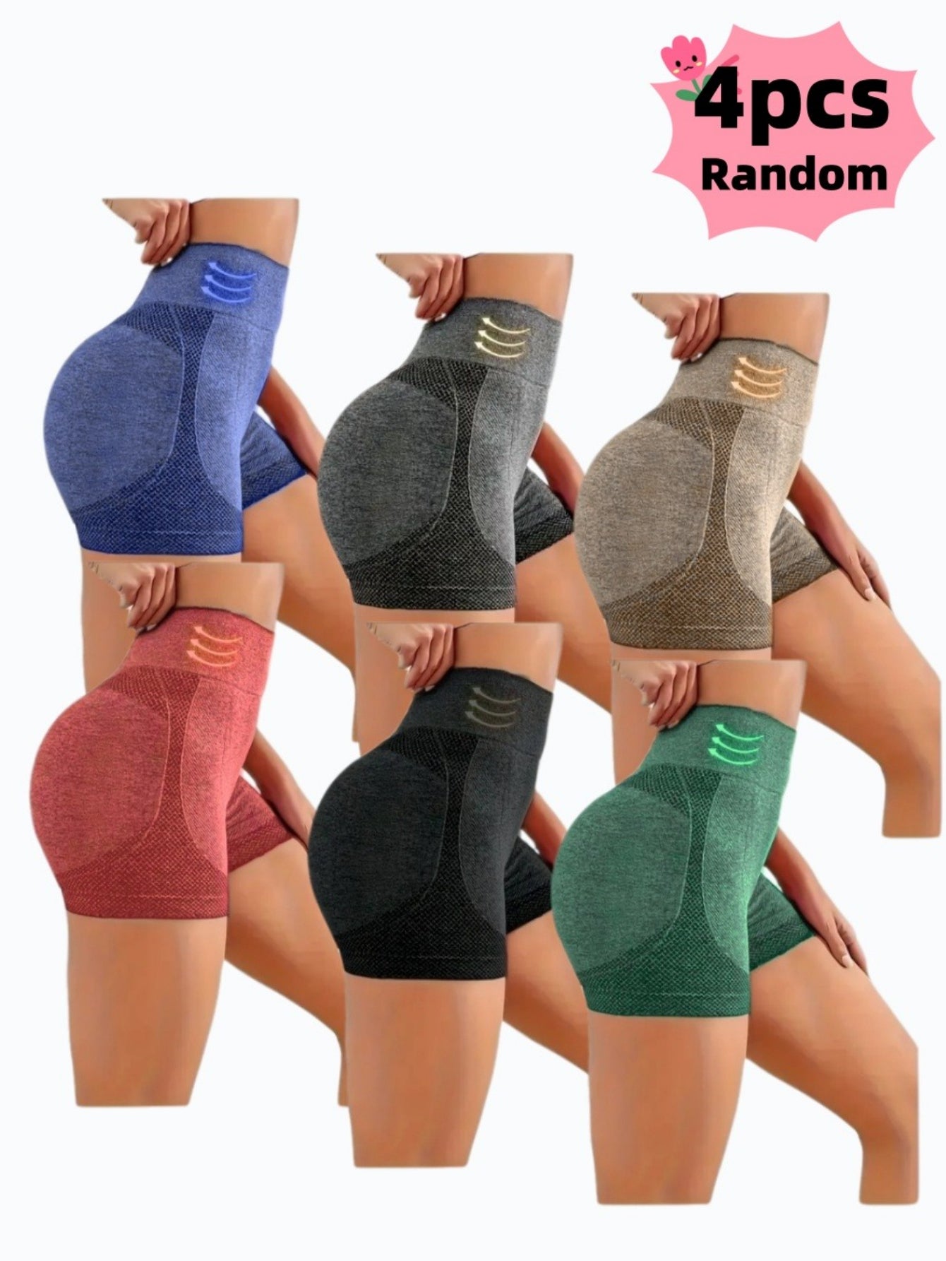 Women’s high-waisted seamless sports shorts with butt lifting and tummy control.