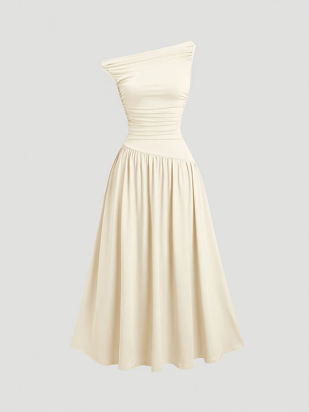 Women's Asymmetric Neckline Solid Sleeveless Maxi Dress