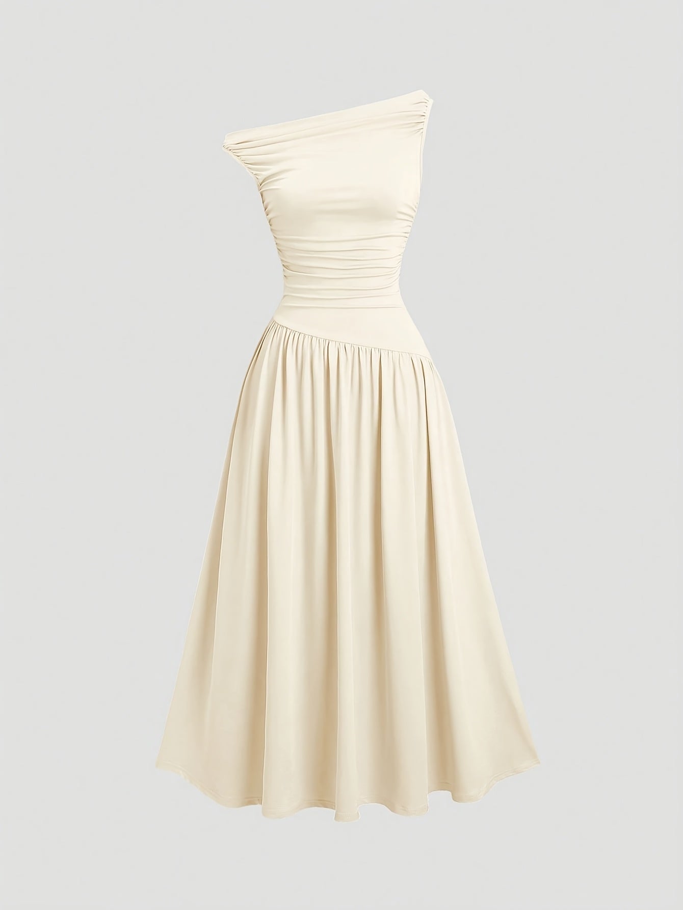 Women's Asymmetric Neckline Solid Sleeveless Maxi Dress