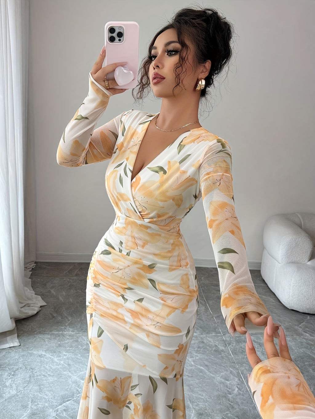 Floral Tulle Mermaid Dress