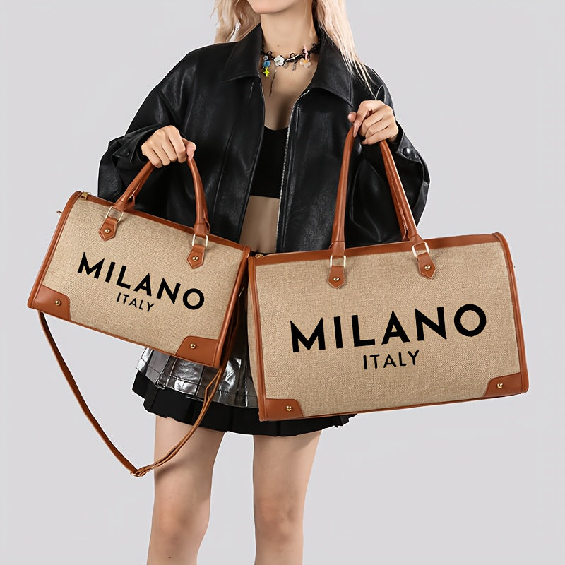 Black Letter Printed Linen Tote Bag Printed Commuting Bag Large Capacity Bag Essential for Going Out