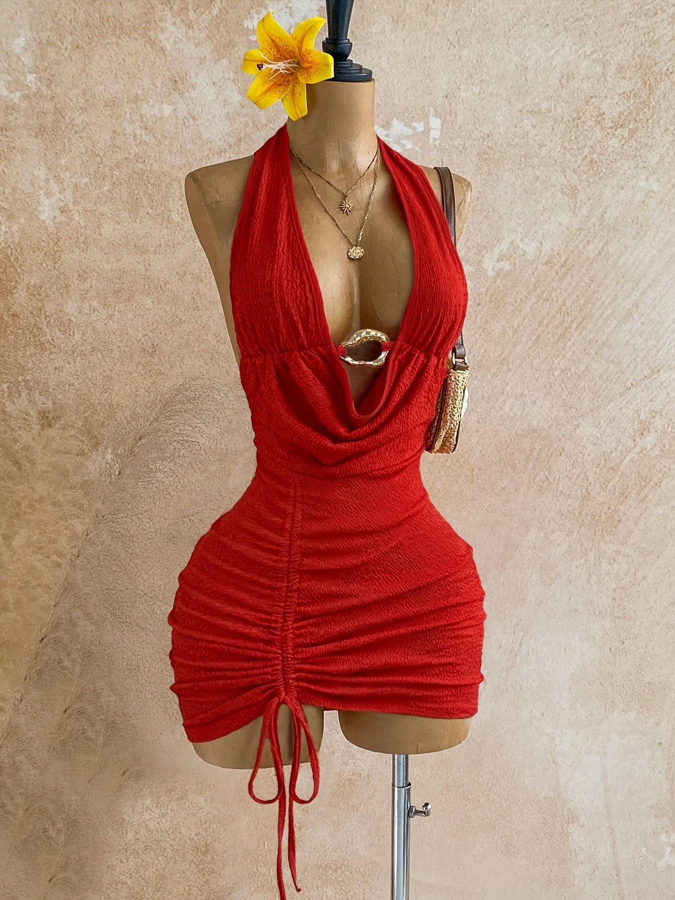 Backless Halter Mini Dress