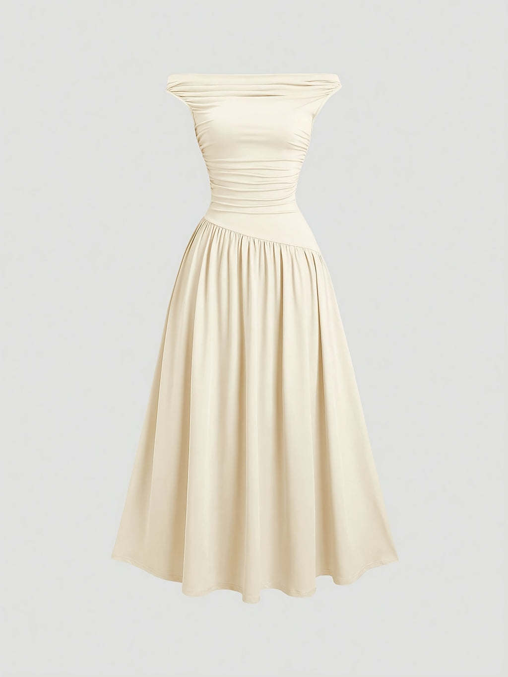 Women's Asymmetric Neckline Solid Sleeveless Maxi Dress