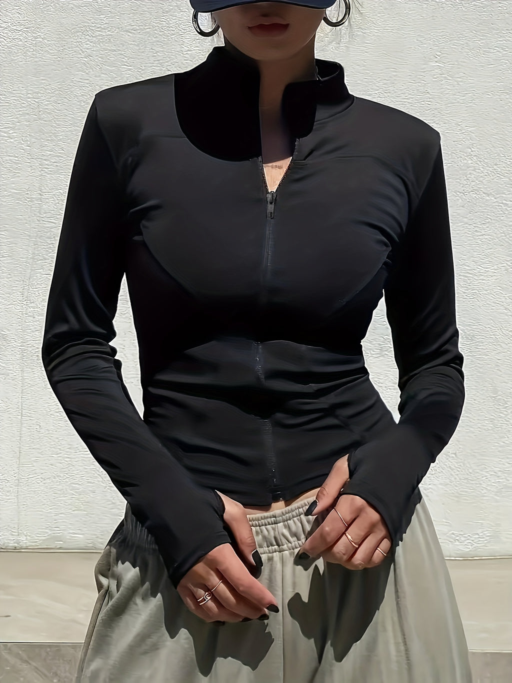 Women's Stand Collar Slim Zip Yoga Fitness Jacket