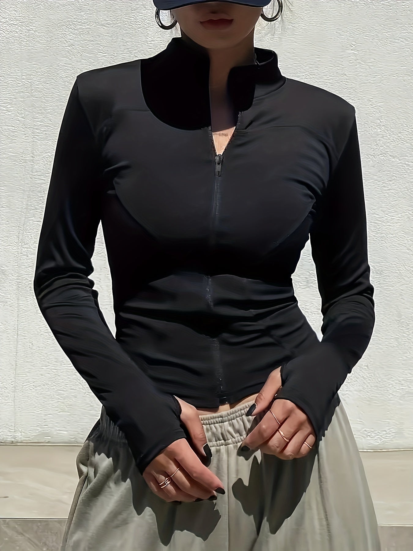 Women's Stand Collar Slim Zip Yoga Fitness Jacket